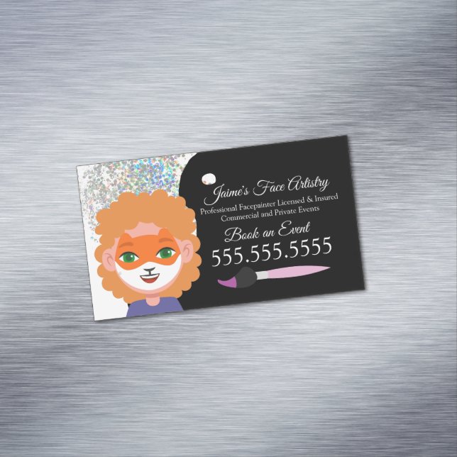 Cute Face Painting Facepainter Clown  Magnetic Business Card (In Situ)