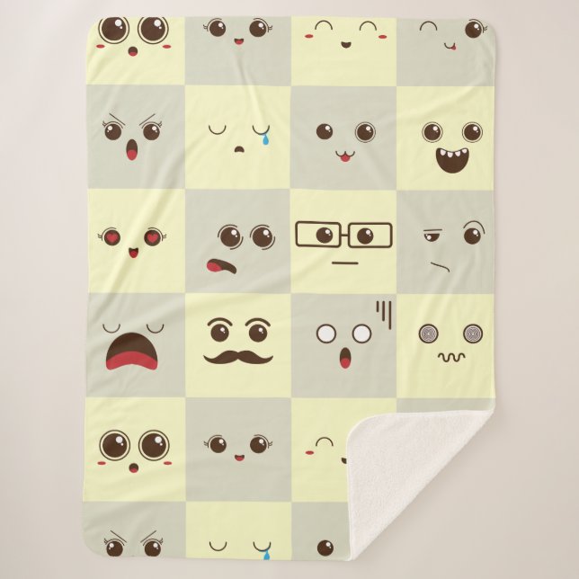 Cute face sherpa blanket (Front)