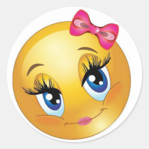 Cute Face with Bow Classic Round Sticker