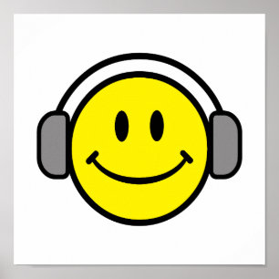 cute face with headphones poster
