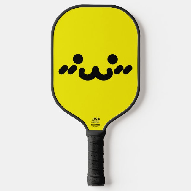 Cute Face Yellow Pickleball Paddle (Front)