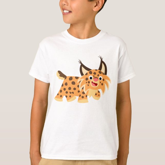 Cute Facetious Cartoon Bobcat Children T-Shirt (Front)
