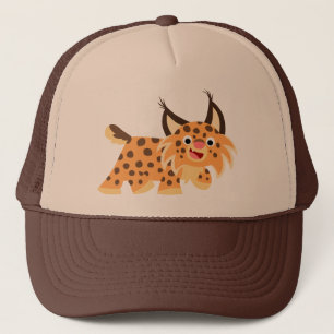 Cute Facetious Cartoon Bobcat Hat