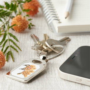 Cute Facetious Cartoon Bobcat Keychain