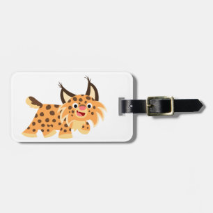 Cute Facetious Cartoon Bobcat Luggage Tag