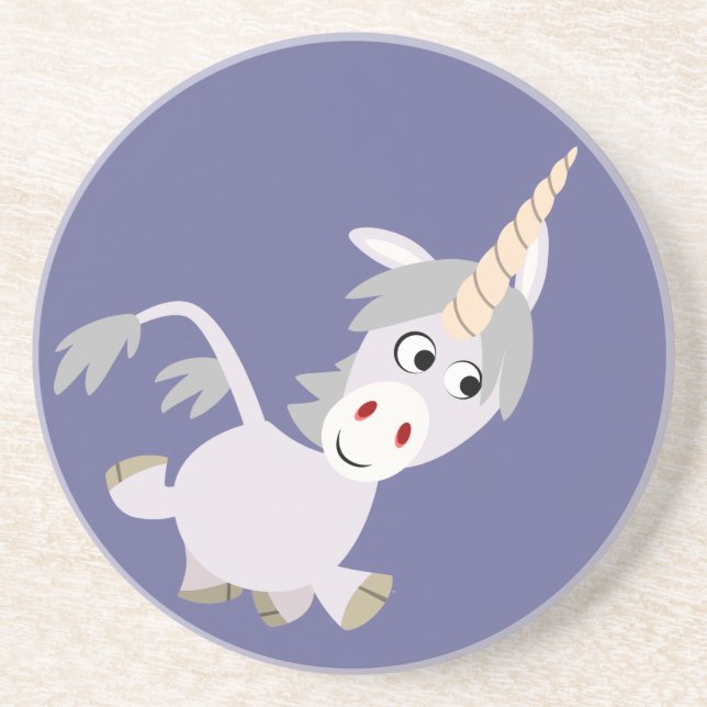 Cute Facetious Cartoon Unicorn Coaster (Front)