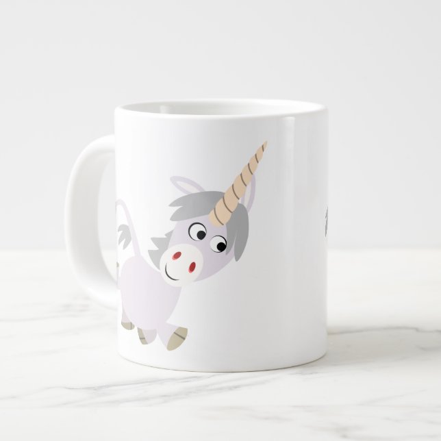 Cute Facetious Cartoon Unicorn Jumbo Mug (Front Left)
