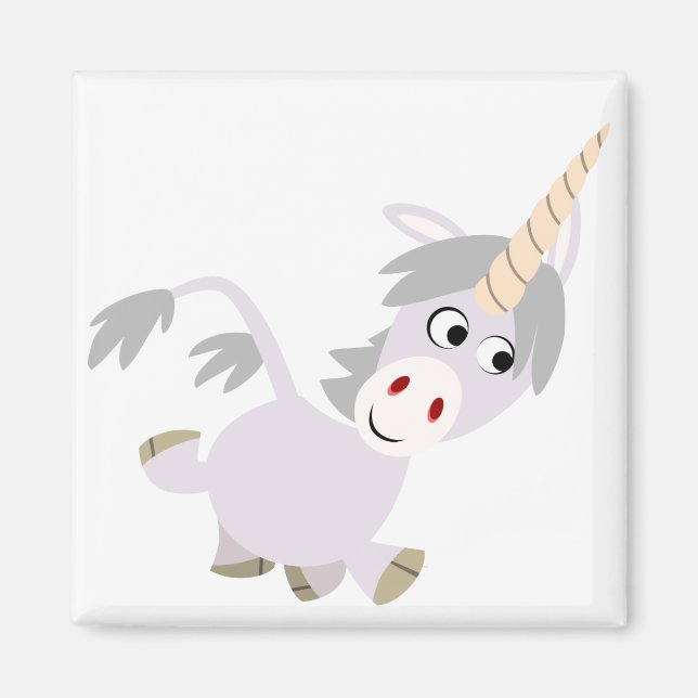 Cute Facetious Cartoon Unicorn Magnet (Front)