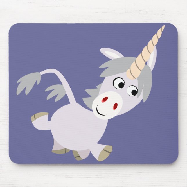 Cute Facetious Cartoon Unicorn Mousepad (Front)