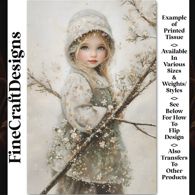 Cute Fair Blonde Girl, Pastel Floral CA8 Decoupage Tissue Paper (Creator Uploaded)