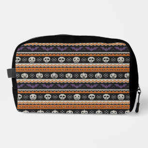 Cute, fair isle/colorwork Halloween skull & bats Dopp Kit