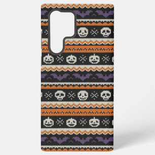 Cute, fair isle/colorwork Halloween skull & bats Samsung Galaxy Case