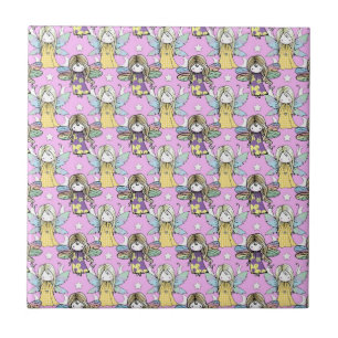 Cute Fairies and Stars and Moons Pattern Tile