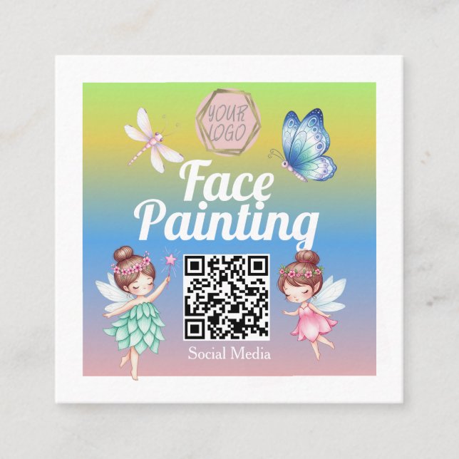 Cute Fairies Facepainter Artist  Square Business Card (Front)