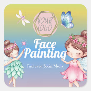 Cute Fairies Facepainter Artist  Square Sticker