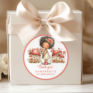 Cute Fairy 1st Birthday Pink Floral Favor Box  Classic Round Sticker