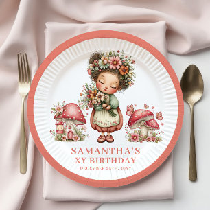 Cute Fairy 1st Birthday Pink Floral Party Paper  Plate