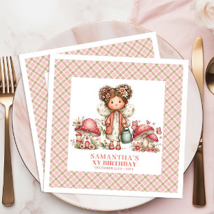 Cute Fairy 1st Birthday Whimsical Pink Paper  Napkin