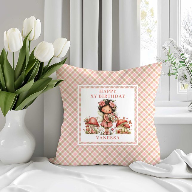 Cute Fairy 5th Birthday Blush Floral Throw Pillow (Cute Fairy 5th Birthday Blush Floral Throw Pillow)