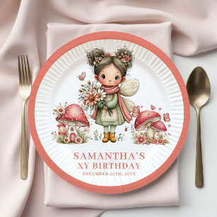 Cute Fairy 5th Birthday Pastel Floral Plates