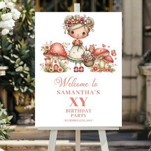 Cute Fairy 8th Birthday Floral Welcome Poster