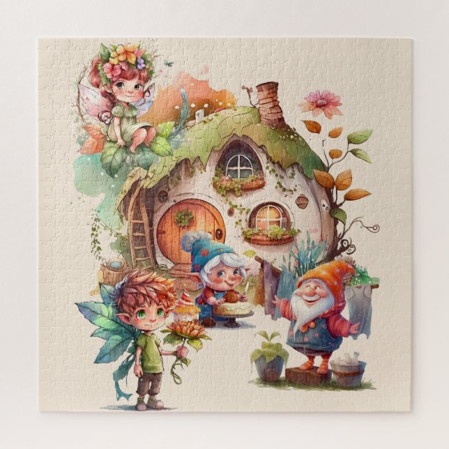 Cute Fairy And Gnome Puzzle (Vertical)