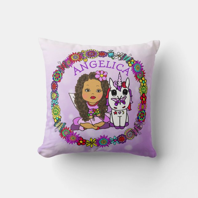 Cute Fairy and Unicorn Cushion (Front)