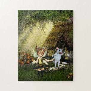 Cute Fairy And White Mouse Jigsaw Puzzle