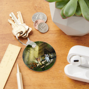 Cute Fairy And White Mouse Key Ring