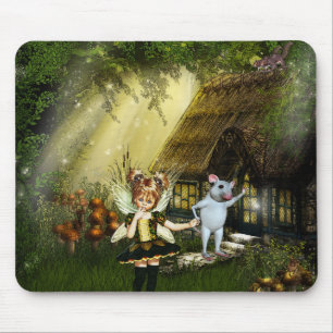 Cute Fairy And White Mouse Mat