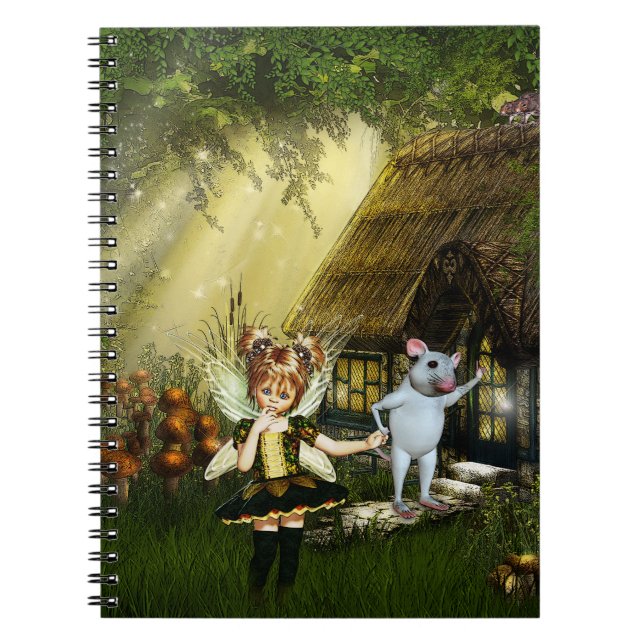 Cute Fairy And White Mouse Notebook (Front)
