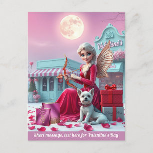 Cute fairy as Cupid Sunset dog gift boxes custom Postcard