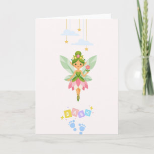 Cute Fairy Baby Shower Card - Welcome Baby Girl Bo