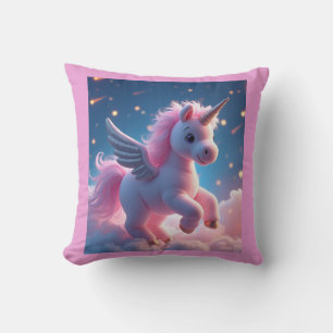 Cute Fairy Baby Unicorn rose Sparkling Fantasy Cushion