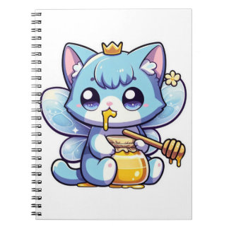 Cute fairy cat eating raw honey  notebook