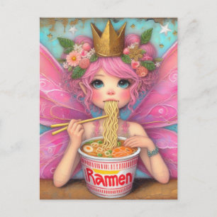 Cute Fairy Eating Ramen Postcard