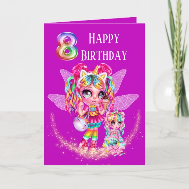 Cute fairy eighth birthday rainbow anime magic card (Front)