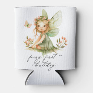 Cute Fairy First Birthday Can Cooler