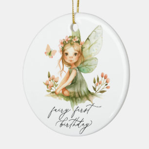 Cute Fairy First Birthday Ceramic Tree Decoration