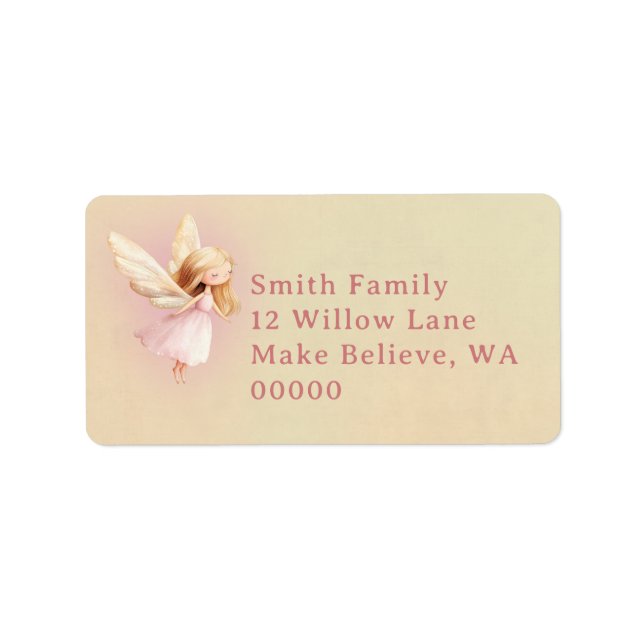 Cute Fairy First Theme Girl's 1st Birthday Party Label (Front)