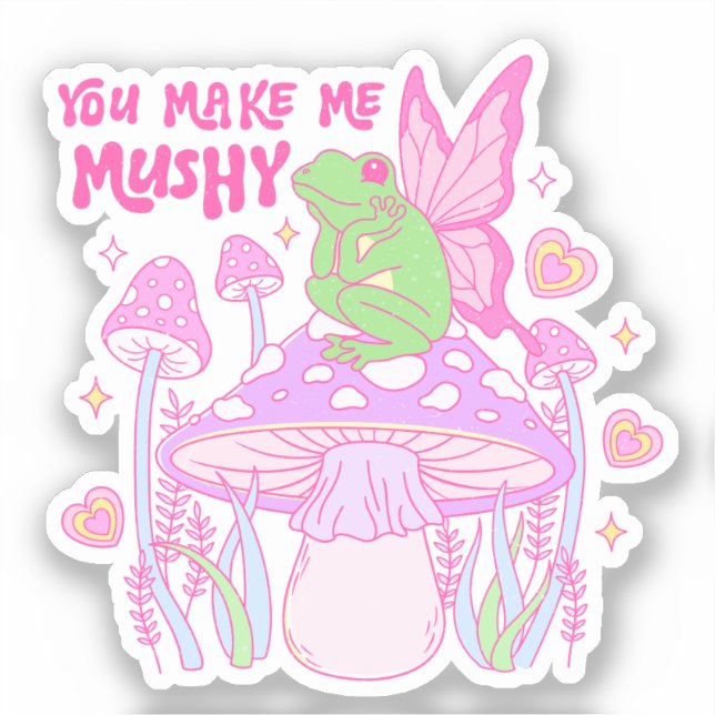 Cute Fairy Frog and Mushroom - You Make Me Mushy (Front)