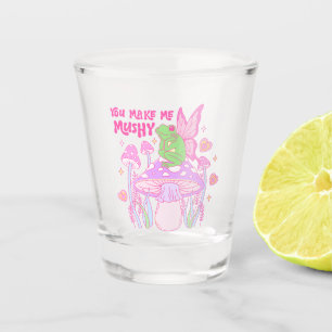 Cute Fairy Frog and Mushroom - You Make Me Mushy Shot Glass