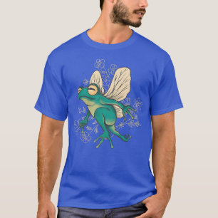 Cute Fairy Frog with Wings and Floral Elements T-Shirt