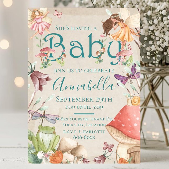 Cute Fairy Garden Watercolor Fairies Invitation (Creator Uploaded)