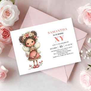 Cute Fairy Girl 1st Birthday Pastel Floral invite