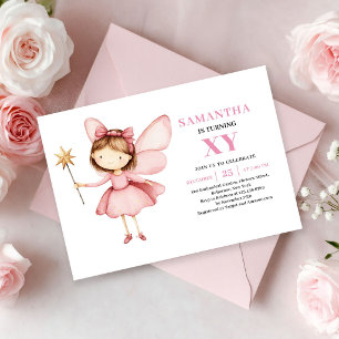 Cute Fairy Girl 2nd Birthday Blush Pink invitation