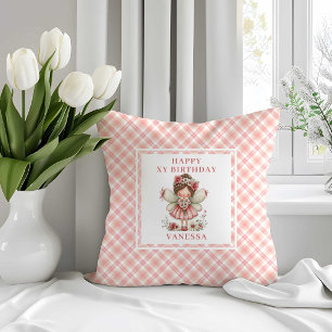 Cute Fairy Girl 2nd Birthday Floral Pink pillow