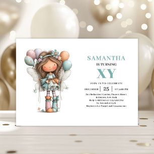 Cute Fairy Girl 3rd Birthday Magical Pastel invite