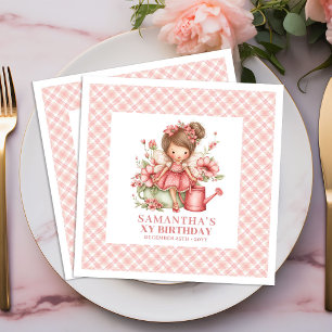 Cute Fairy Girl 5th Birthday Blush Floral napkins