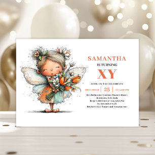 Cute Fairy Girl 5th Birthday Pastel invitation